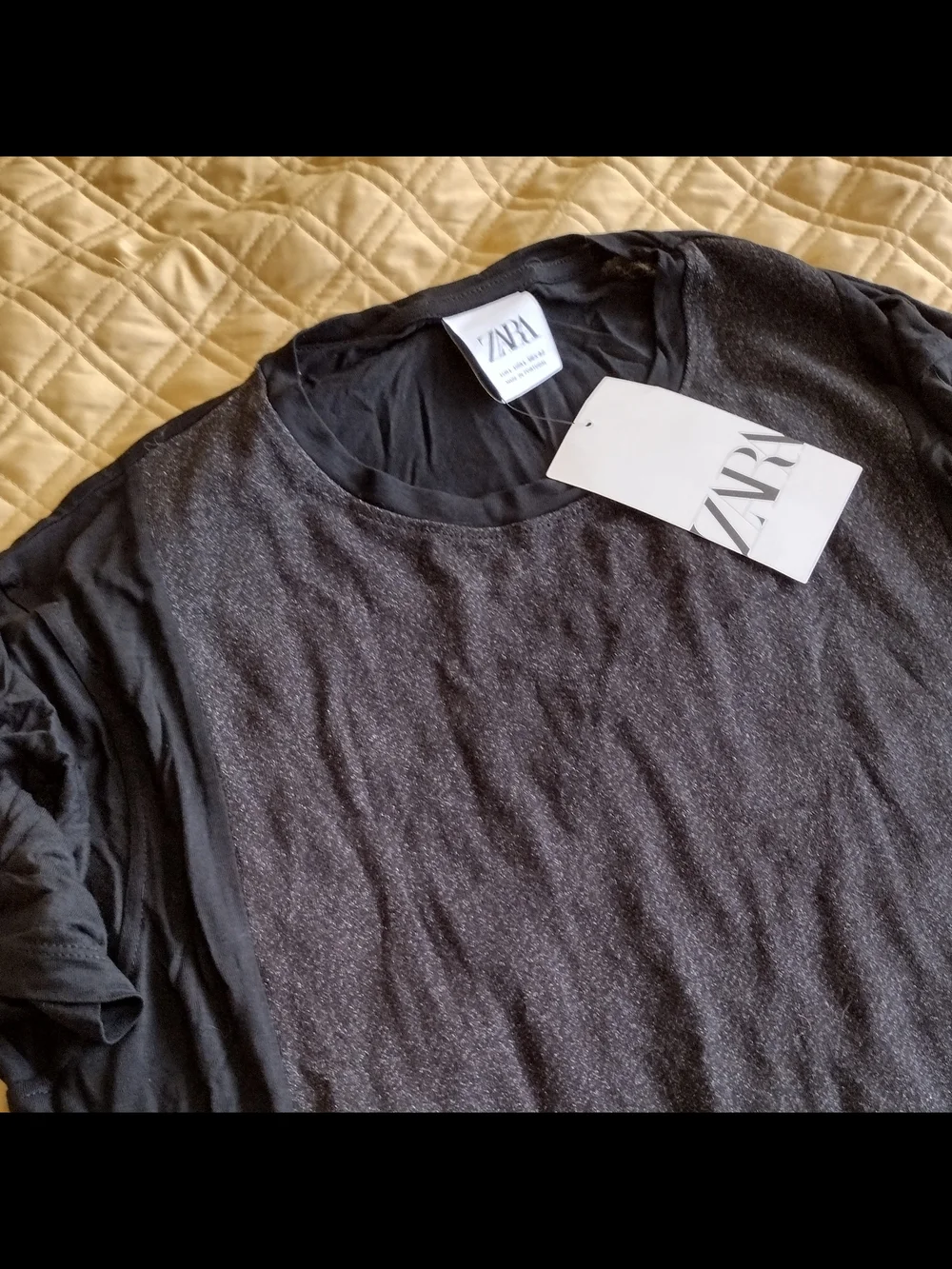 Zara Women's Black Crew Neck T-Shirt L Tall - Picture 4 of 7